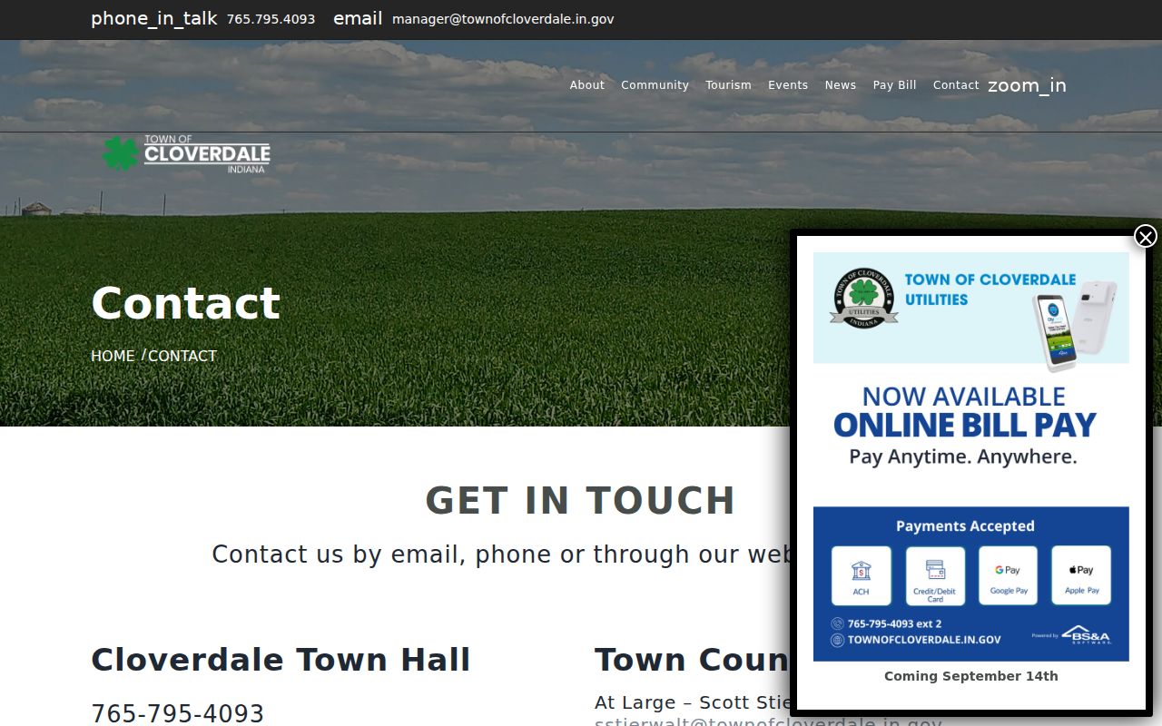 Putnam County arrest warrant Cloverdale official contact page