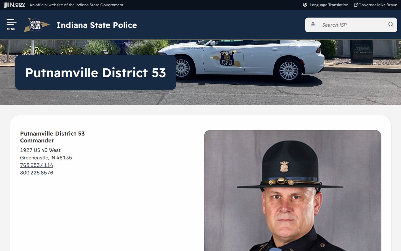 Putnam County arrest warrant Indiana State Police District 53 page